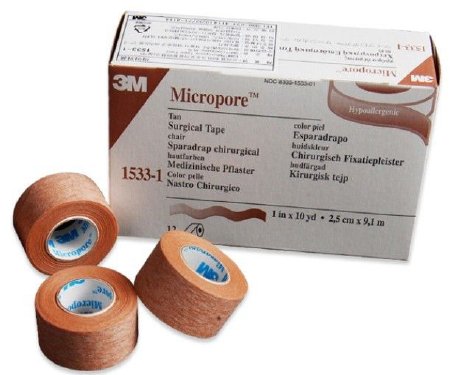 3M Medical Tape Microfoam Paper 1/2" X 10 Yards NonSterile (#1533-0, Per Case)