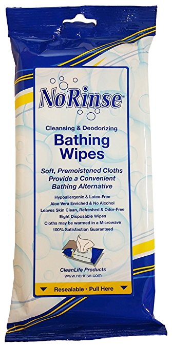 No Rinse Bathing Wipes (8 count eachX8)