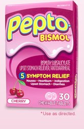 Pepto-Bismol - Anti-Diarrheal - 262 mg Strength - Chewable - Tablet - 30 per Box