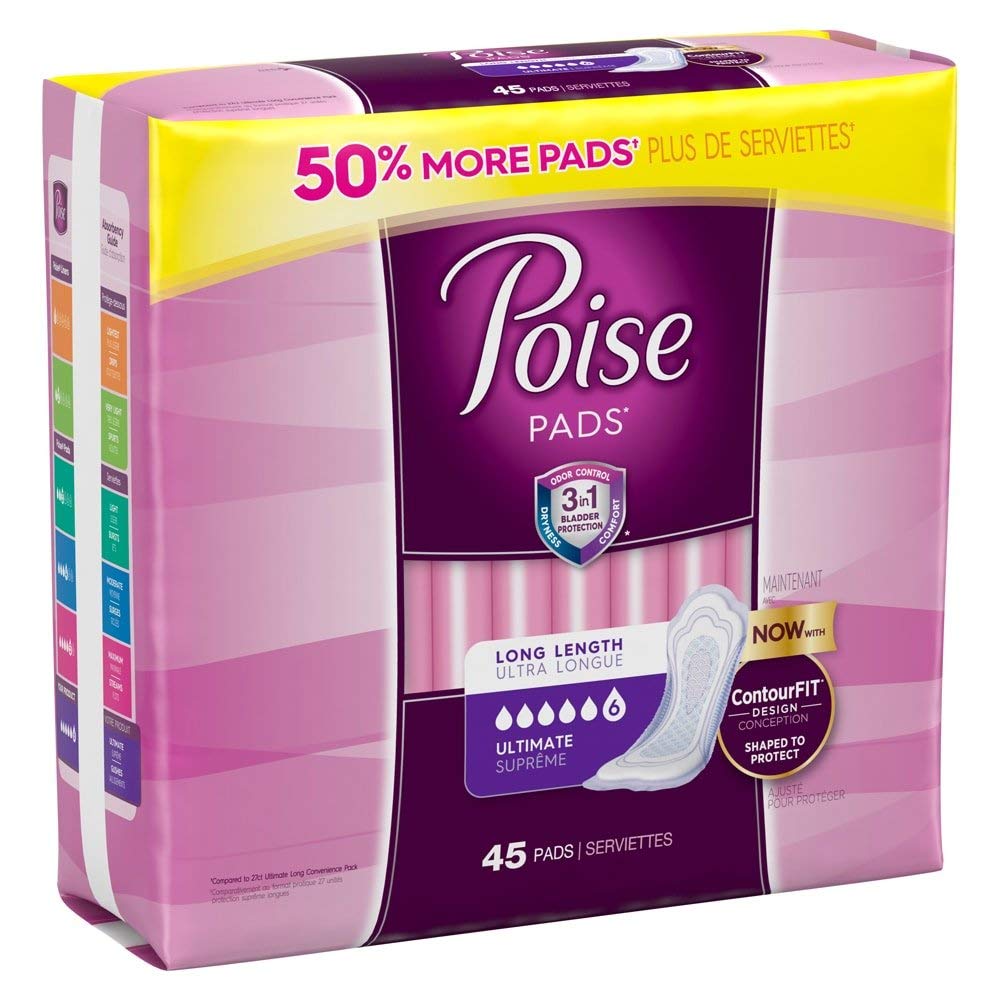 Kimberly Clark - 34104 - Poise Ultimate Pads, Long, 45/pk, 2 pk/cs