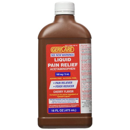 Gericare Acetaminophen Cherry Flavored Liquid 16 Oz bottle Pack of 2