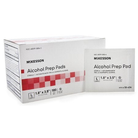 McKesson 58-404 Sterile Alcohol Prep Pads, Large (3.5 L X 1.7 H Inch) BX/100