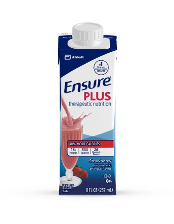 ENSURE PLUS 8OZ STRAWBERRY CARTONS, Case of 24