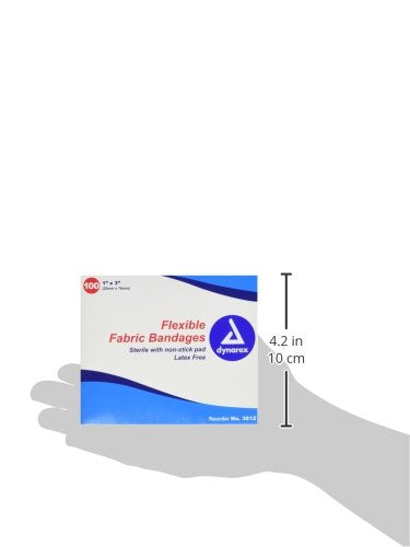 Dynarex 3612 Adhesive Fabric Bandage, 1x3, Sterile, 300 (3 boxes of 100)