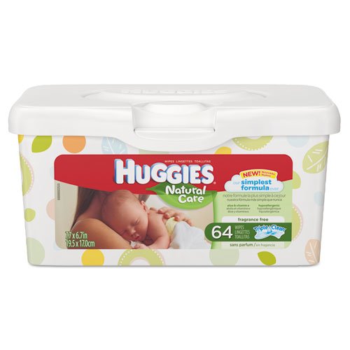 KIMBERLY-CLARK PROFESSIONAL* HUGGIES Natural Care Baby Wipes, Unscented, White, 64/Tub - Includes four tubs of 64 wipes.