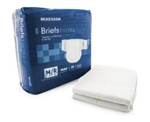 Incontinent Brief McKesson Tab Closure Medium / Regular Disposable Heavy Absorbency (#BRSTRMR-BG, Sold Per Bag)