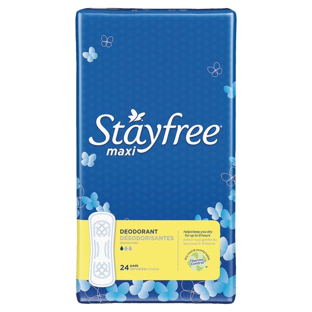 Stayfree Maxi Pads Regular Absorbency Deodorant - 8 packs of 24